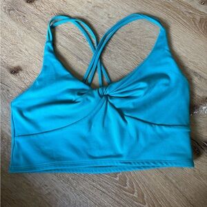 Super Soft Teal V-Neck Active Crop Tank